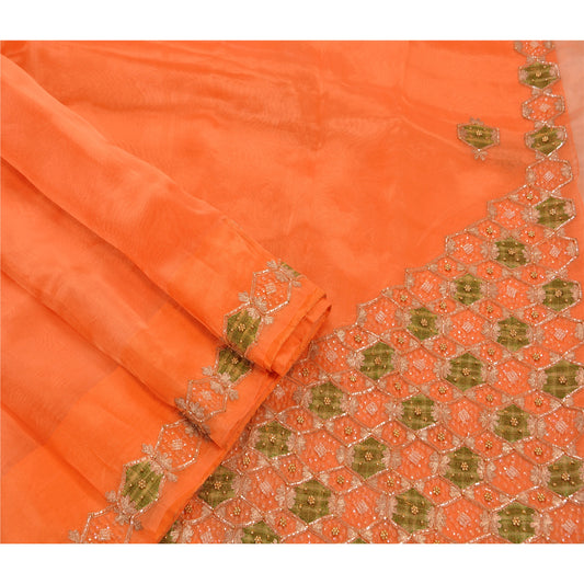 Sanskriti Vintage Indian Saree Art Silk Hand Beaded Fabric Premium Ethnic Sari