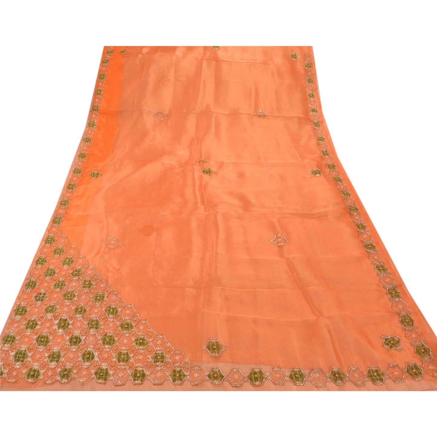 Sanskriti Vintage Indian Saree Art Silk Hand Beaded Fabric Premium Ethnic Sari