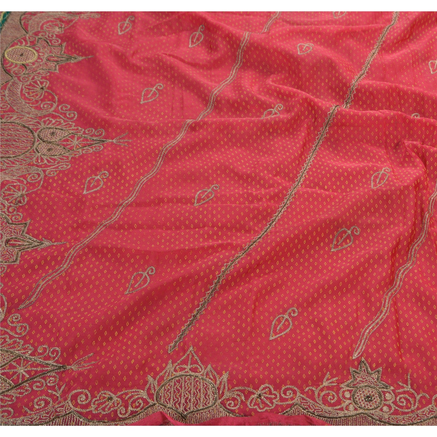 Sanskriti Vintage Sarees Georgette Hand Beaded Paint Fabric Ethnic Premium Sari