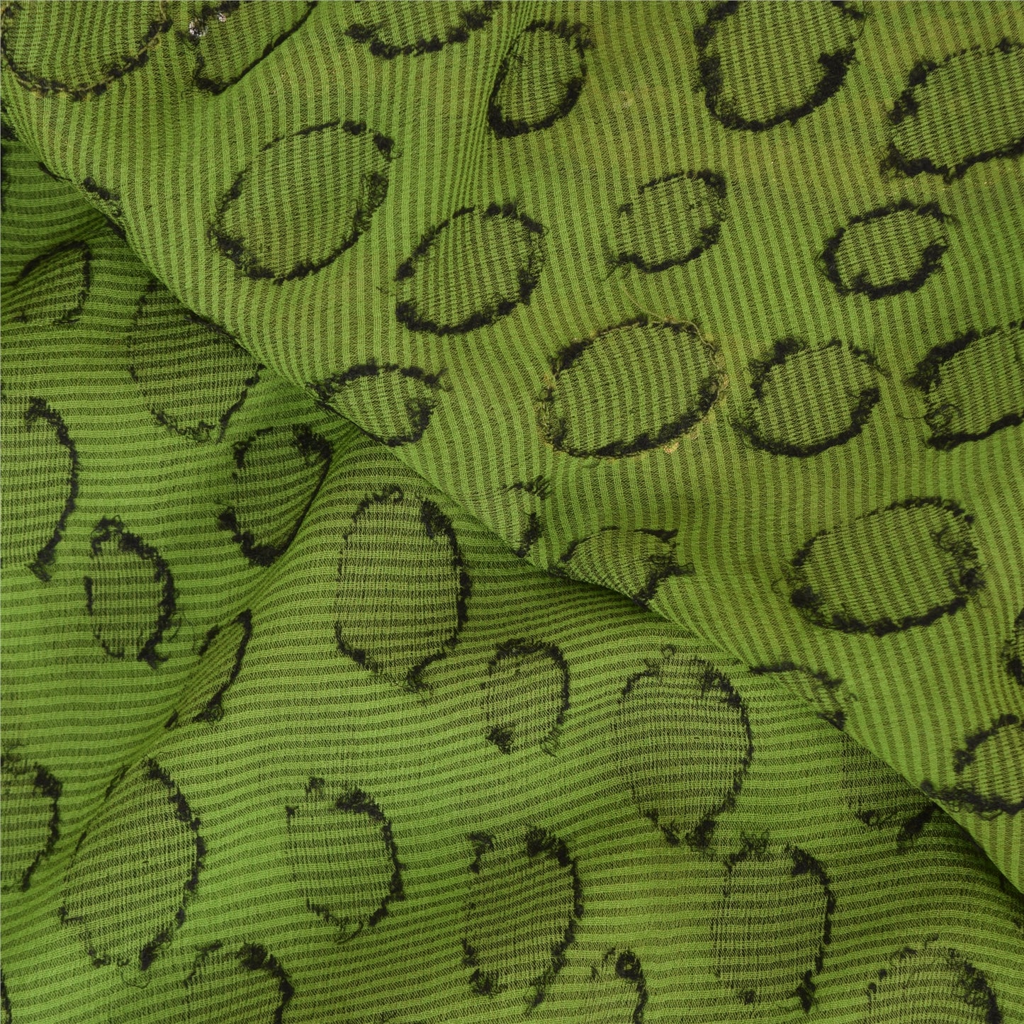 Sanskriti Vintage Sarees Pure Georgette/Net Hand Beaded Woven Craft Fabric Sari