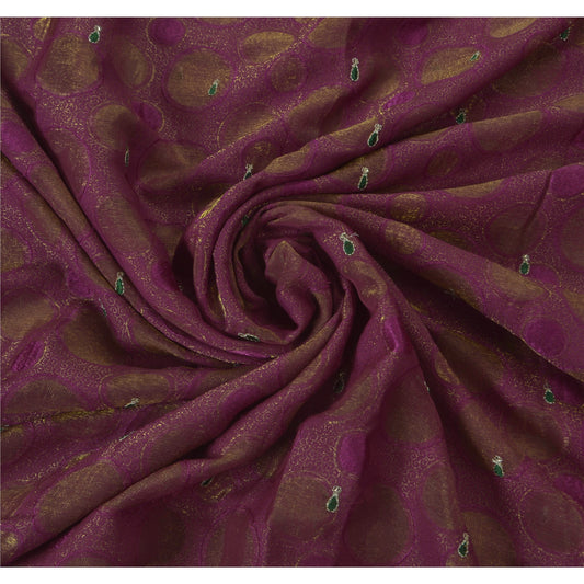 Sanskriti Vintage Purple Sarees Art Silk Hand Beaded Woven Premium Fabric Sari