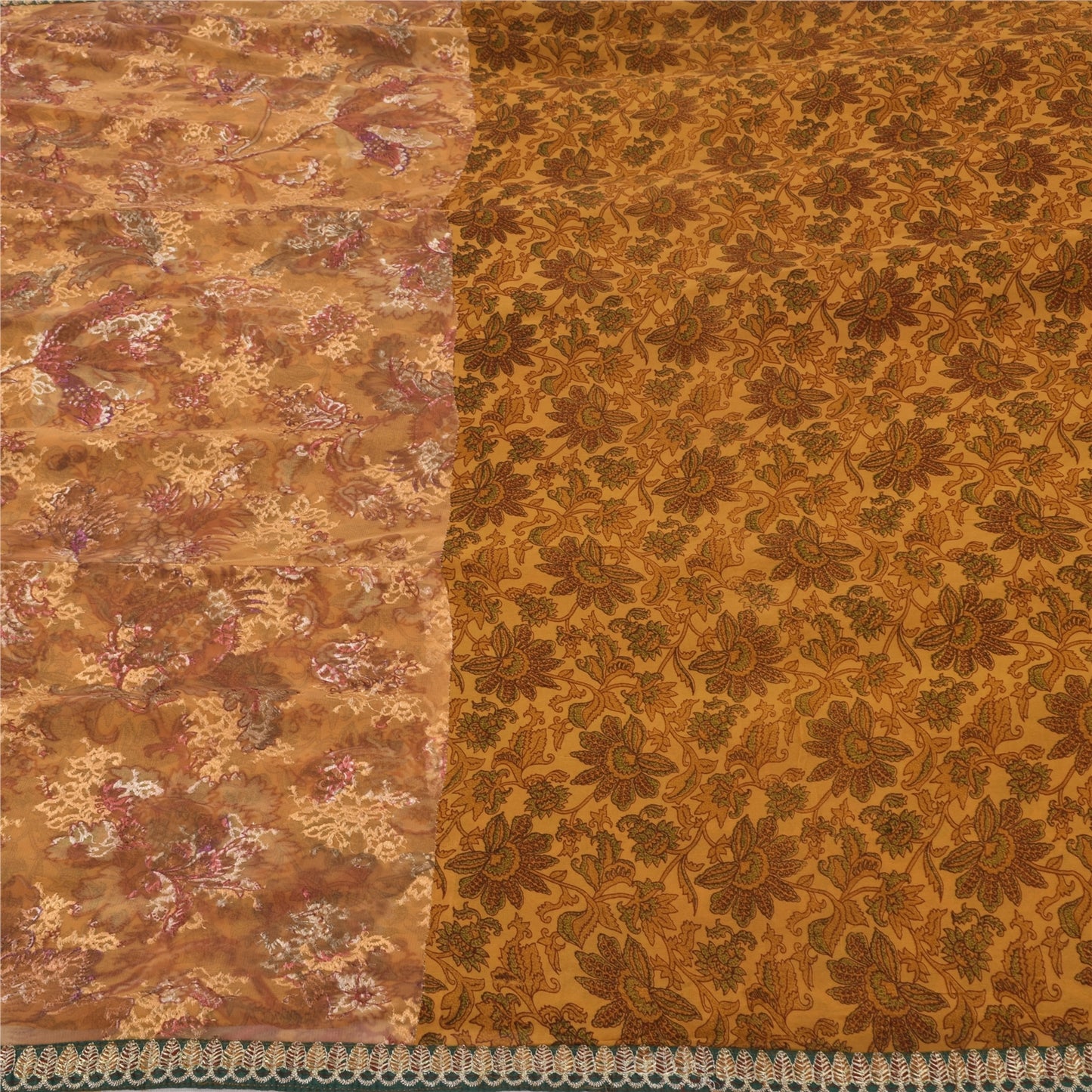 Sanskriti Vintage Mustard Sarees Pure Georgette Embroidered Premium Sari Fabric