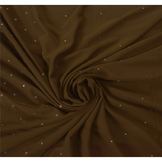 Sanskriti Vintage Green Sarees Georgette Hand Beaded Sari Craft Fabric Craft