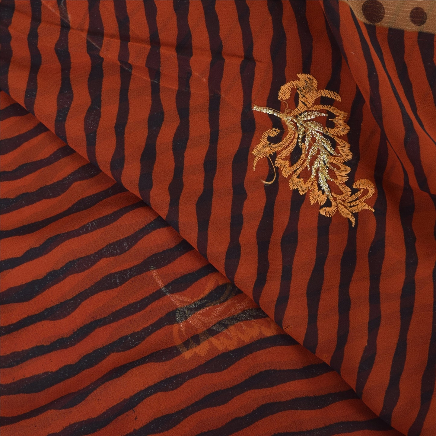 Sanskriti Vintage Red/Brown Sarees Georgette Embroidered Premium Sari 5yd Fabric