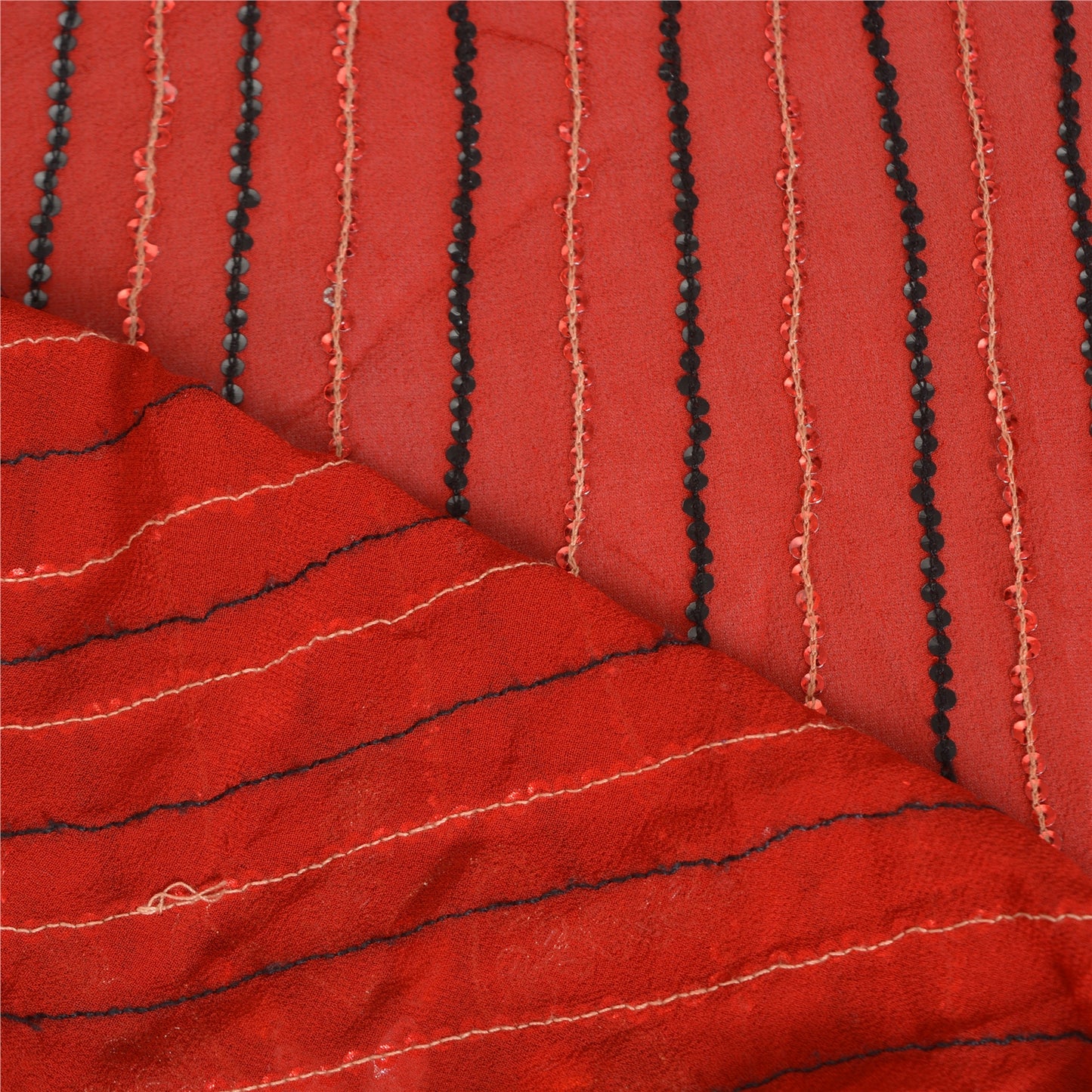 Sanskriti Vintage Sarees Pure Georgette Hand Beaded Designer Sari With Blouse