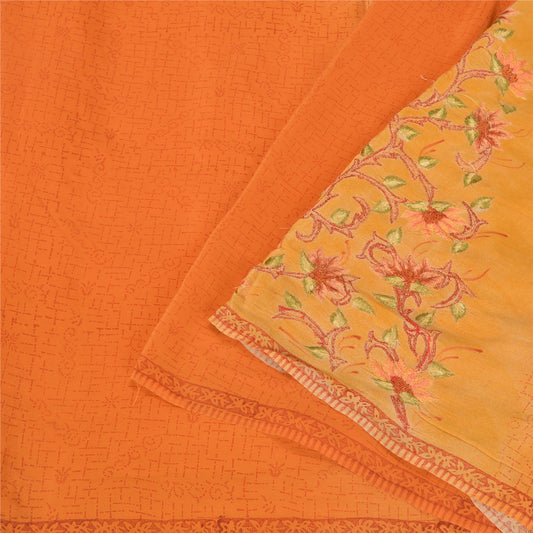 Sanskriti Vintage Yellow Sarees Pure Crepe Silk Embroidered Premium Fabric/Sari