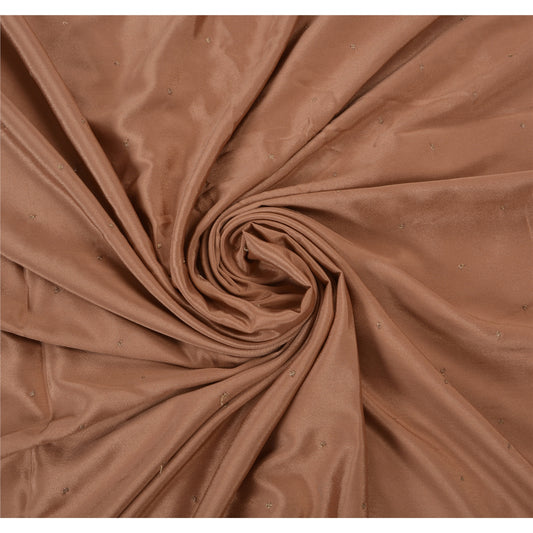 Vintage Brown Saree Art Silk Hand Beaded Craft 5 YD Fabric Premium Sari