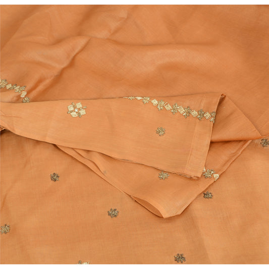 Sanskriti Vintage Indian Orange Sarees Pure Silk Hand Beaded Premium Fabric Sari