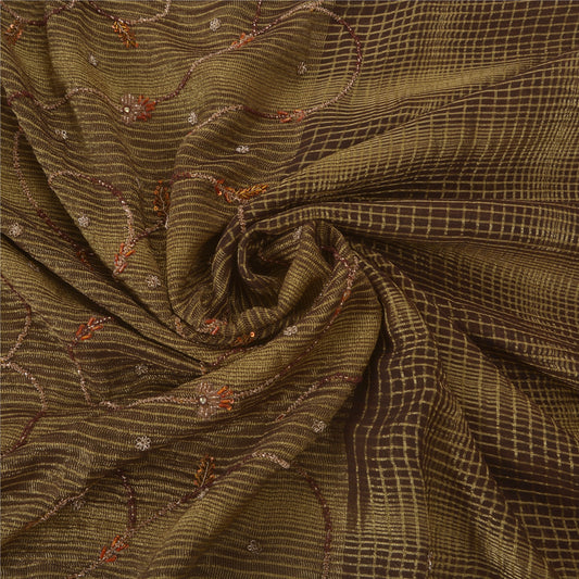 Sanskriti Vintage Brown Sarees Georgette Hand Beaded Woven Fabric Premium Sari