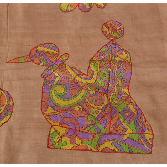 Sanskriiti Vintage Brown Sarees Pure Silk Embroidered Craft Fabric Premium Sari