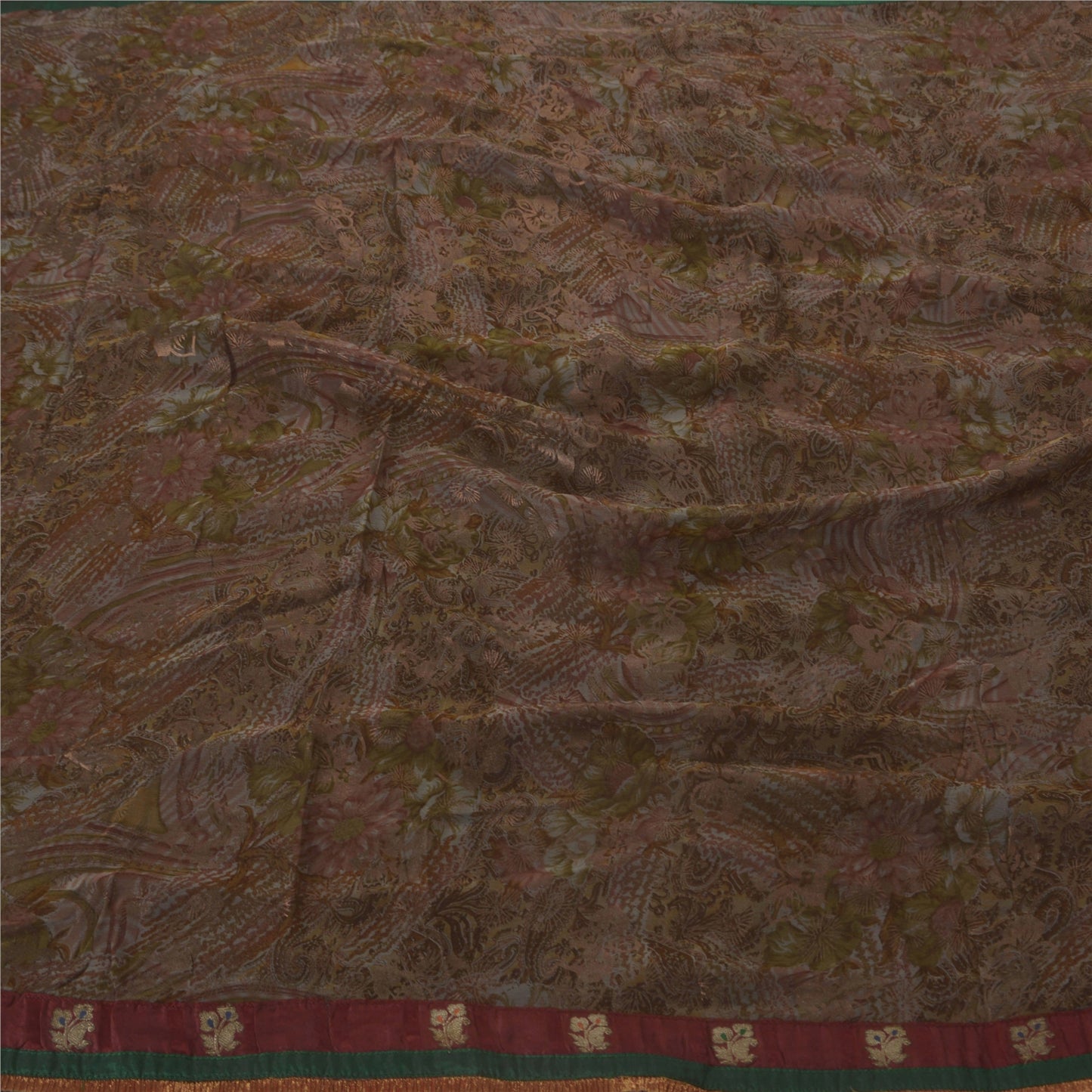 Sanskriti Vintage Indian Sari Purple Blend Georgette Printed Sarees Craft Fabric