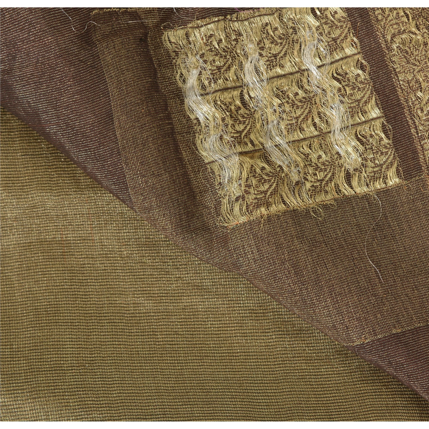 Sanskriti Vintage Golden Brown Sarees Pure Silk Hand Woven Fabric Premium Sari