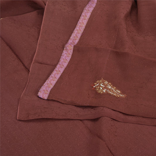 Sanskriti Vintage Purple Sarees Pure Georgette Hand Bead Thread Zari Fabric Sari