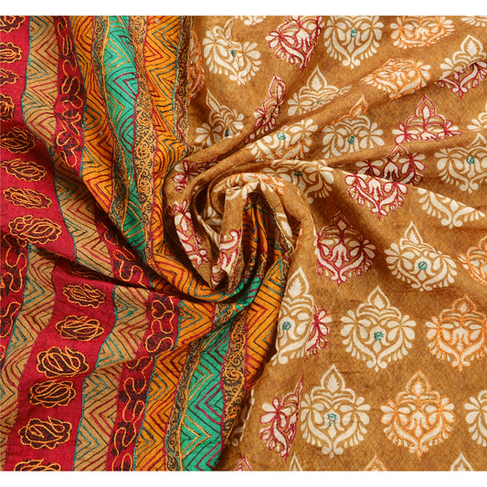 Sanskriti Vintage Sarees Art Silk Hand Beaded Craft Woven Fabric Premium Sari