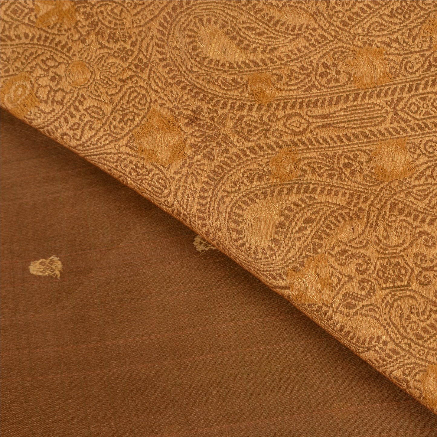 Sanskriti Vintage Brown Sarees 100% Pure Silk Woven Premium Fabric 5+ Yd Sari