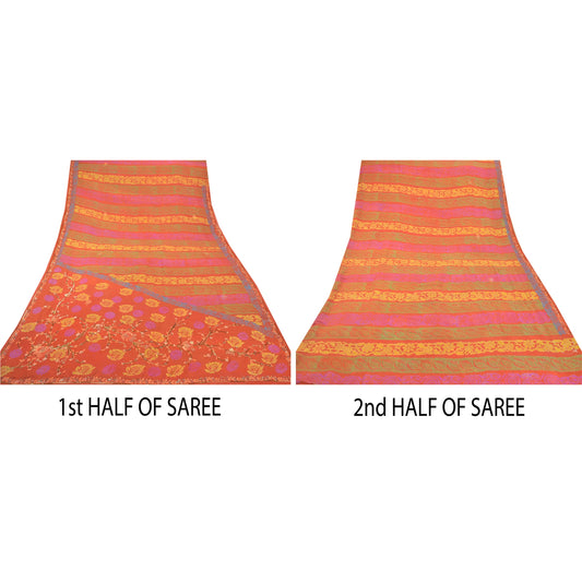 Sanskriti Vintage Sarees Pure Georgette Silk Hand Beaded Fabric Premium Sari