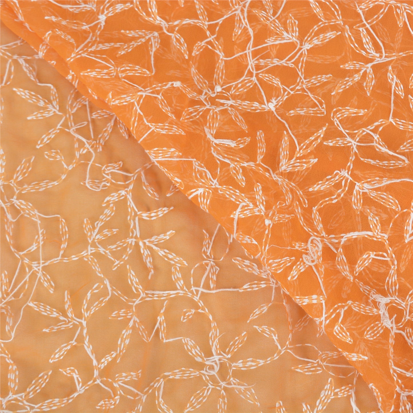 Sanskriti Vintage Sarees Georgette Handmade Chikankari Sari Fabric Blouse PC