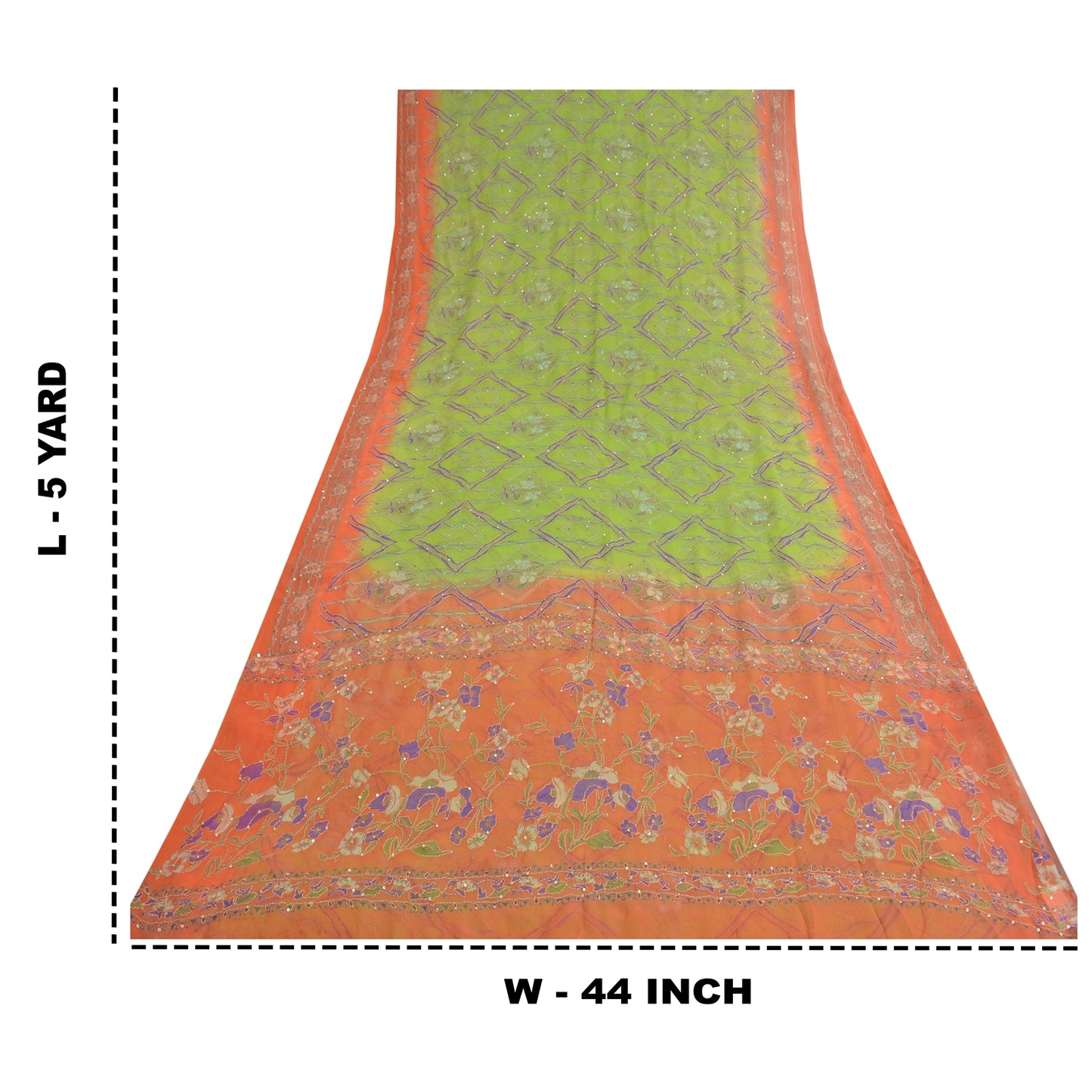 Sanskriti Vintage Sarees Pure Georgette Silk Hand Beaded Kantha Sari Sustainable Fabric