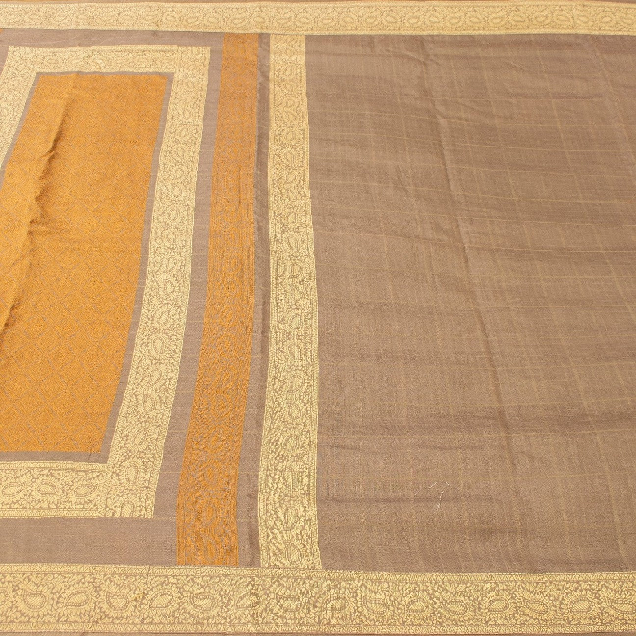 Sanskriti Vintage Brown Sarees 100% Pure Silk Woven Premium Sari Craft Sustainable Fabric