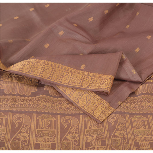 Sanskriti Vintage Indian Mauve Pure Silk Hand Woven Ethnic Sari 5yd Craft Sustainable Fabric