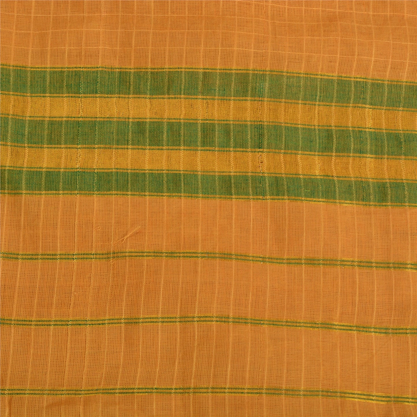 Sanskriti Vintage Saffron Sarees 100% Pure Cotton Woven Ilkal Rare Sari Fabric
