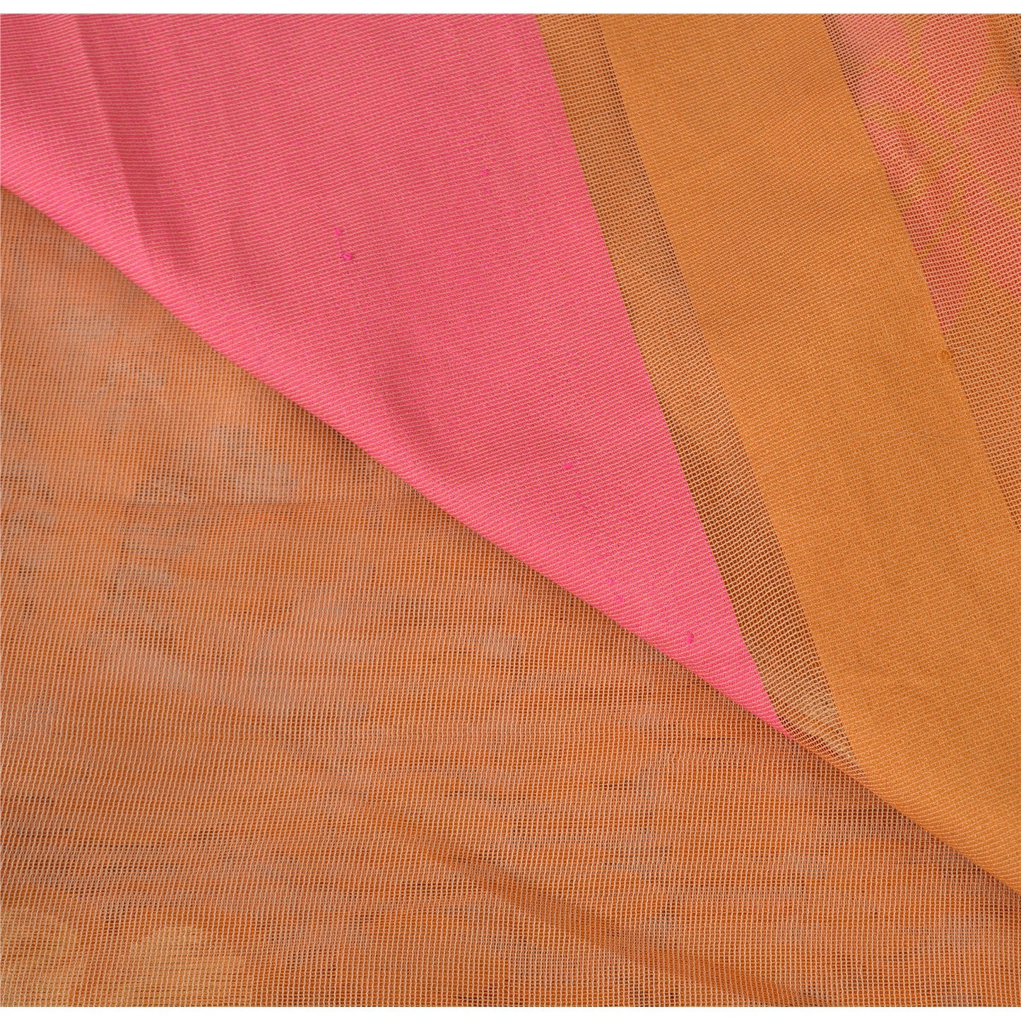 Sanskriti Vintage Saffron/Pink Sarees Art Silk Woven Premium Sari Craft Sustainable Fabric