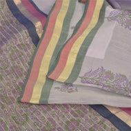 Sanskriti Vintage Purple Sarees Cotton Silk Block Printed Premium Sari Fabric