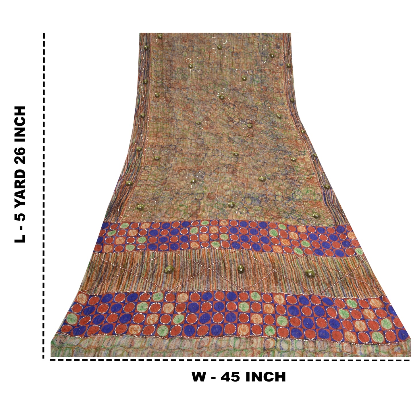 Sanskriti Vintage Bollywood Sarees Pure Georgette Silk Hand Beaded Sari Sustainable Fabric