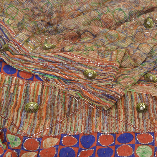 Sanskriti Vintage Bollywood Sarees Pure Georgette Silk Hand Beaded Sari Sustainable Fabric