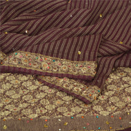 Sanskriti Vintage Purple Sarees Pure Georgette Silk Hand Beaded Zari Sari Fabric