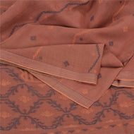 Sanskriti Vintage Brown Indian Sarees Pure Cotton Hand-Woven Tant Sari Fabric