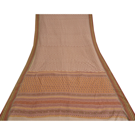 Sanskriti Vintage Multicolor Sarees Cotton Silk Block Printed Woven Sari Sustainable Fabric