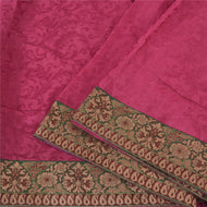 Sanskriti Vintage Sarees Indian Hot-Pink Cotton Silk Woven Sari 5yd Craft Fabric
