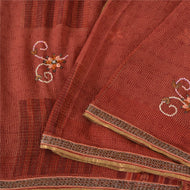 Sanskriti Vintage Sarees Bollywood Red Hand Bead Pure Silk Sari 5yd Craft Fabric