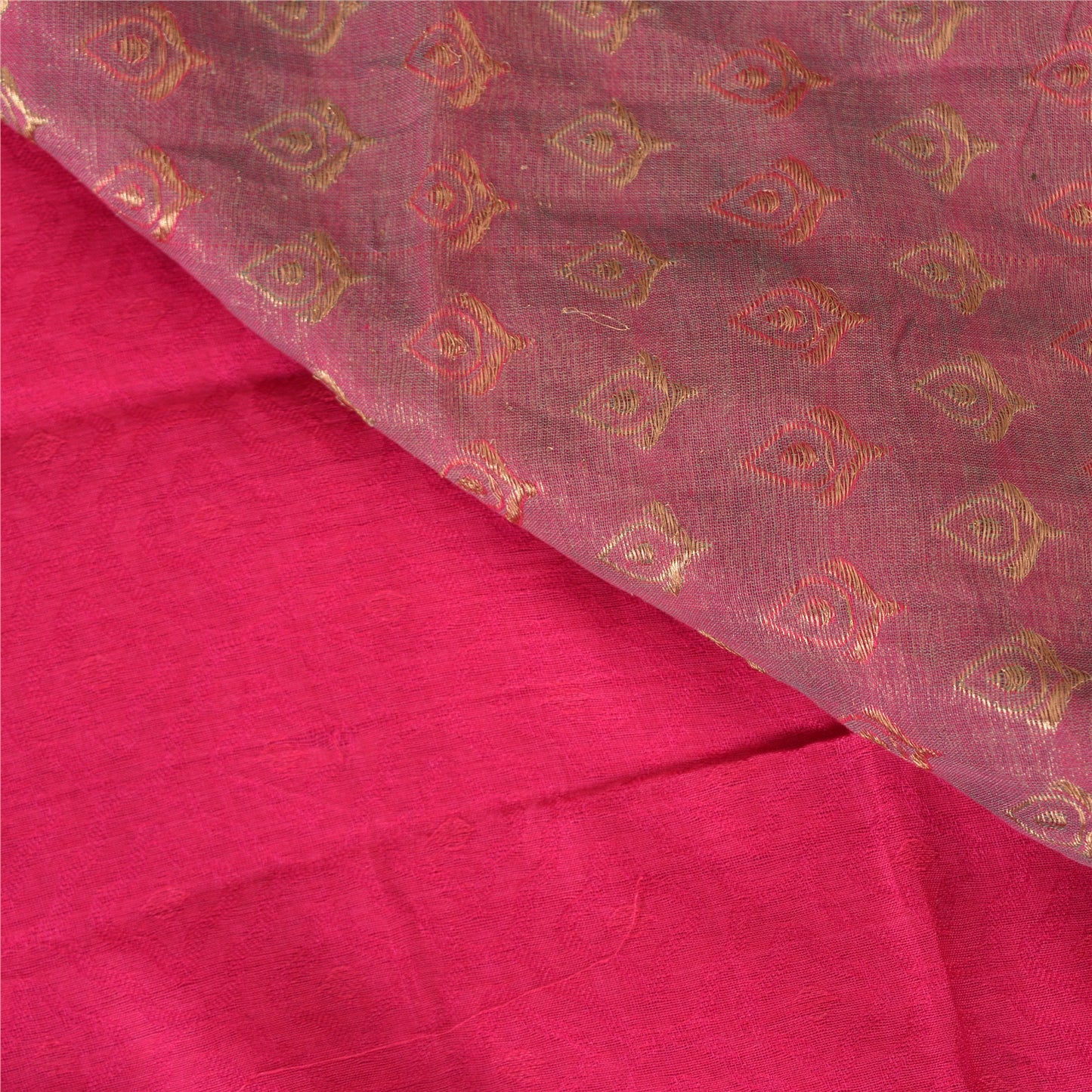 Sanskriti Vintage Sarees Pink Blend Silk HandWoven Wedding Sari 5yd Craft Sustainable Fabric