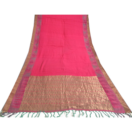 Sanskriti Vintage Sarees Pink Blend Silk HandWoven Wedding Sari 5yd Craft Sustainable Fabric