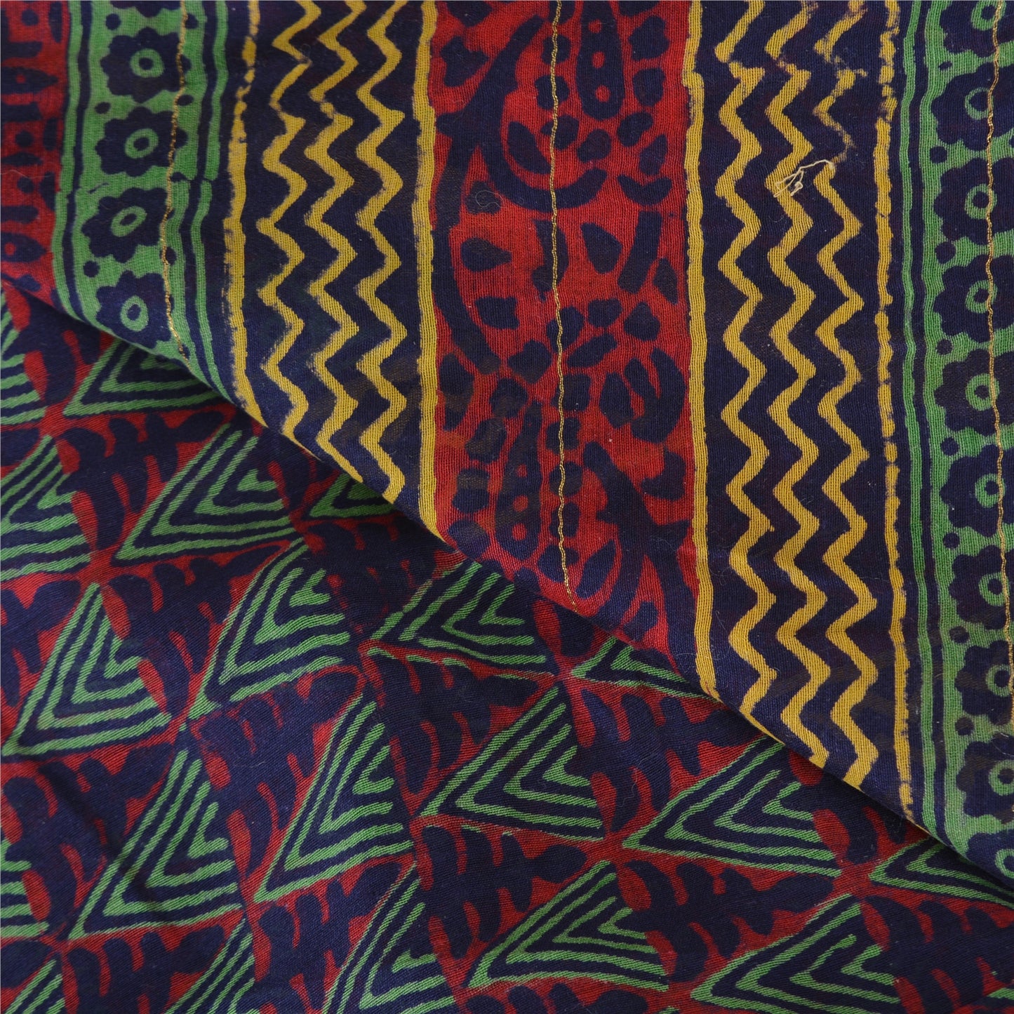 Sanskriti Vintage Sarees Red Hand Block Printed Pure Cotton Sari Craft Sustainable Fabric