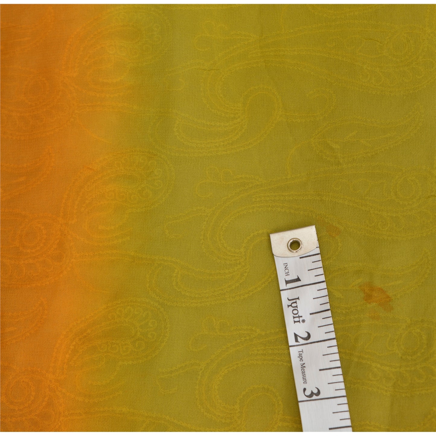 Sanskriti Vintage Green/Mustard Sarees Pure Georgette Silk Hand Bead Sari Sustainable Fabric