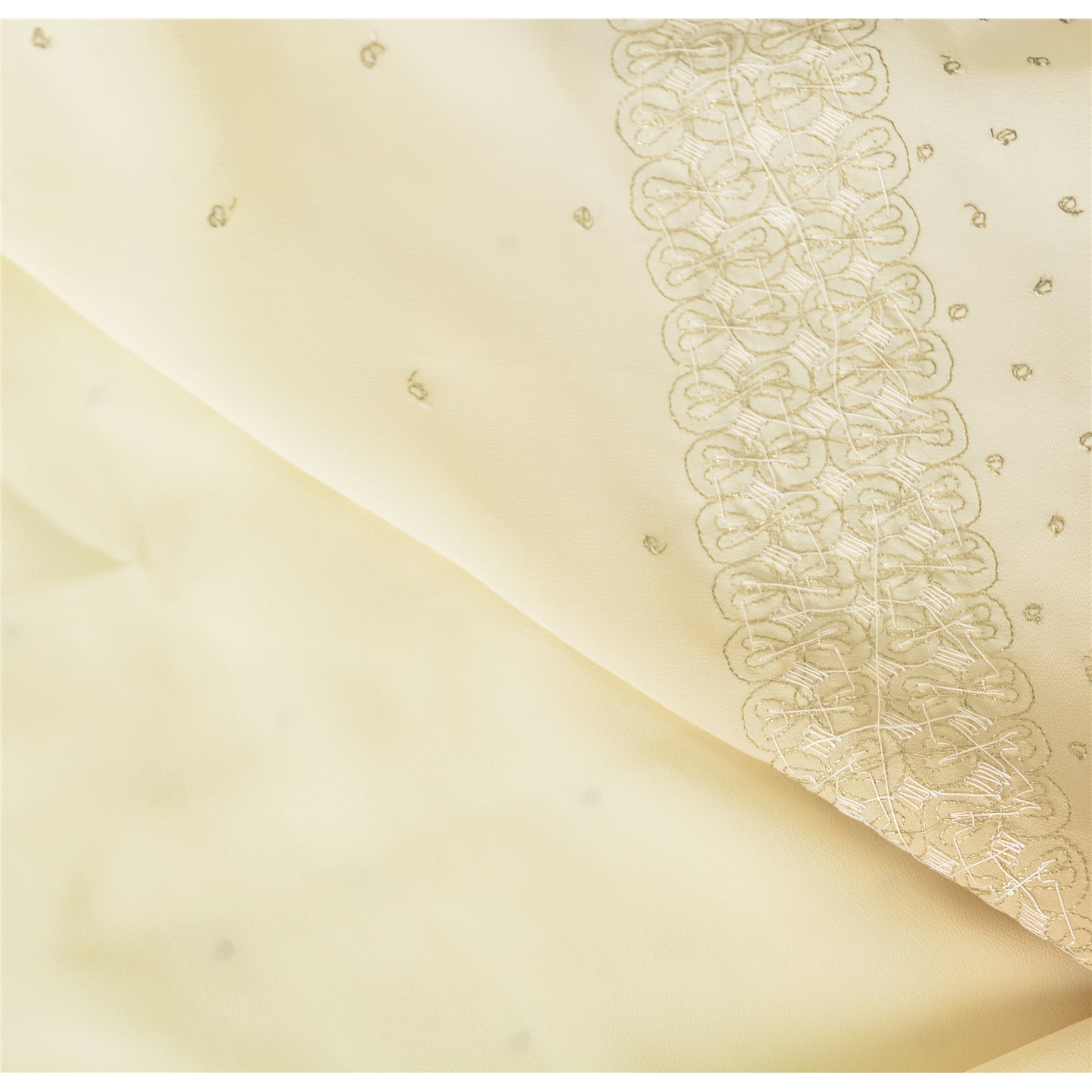 Sanskriti Vintage Ivory&Beige Sarees Art Silk Hand Beaded Sari 5yd Craft Sustainable Fabric