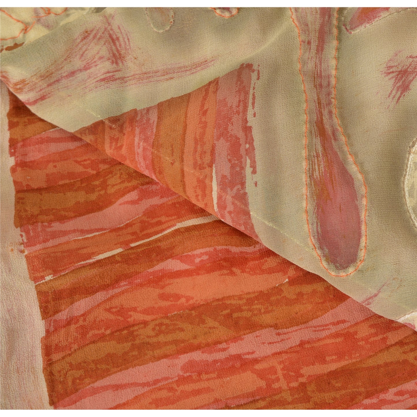 Санскритские винтажные индийские сари из чистого жоржета, расшитые вручную бисером, 5 ярдов, ткань для рукоделия, устойчивая к истиранию