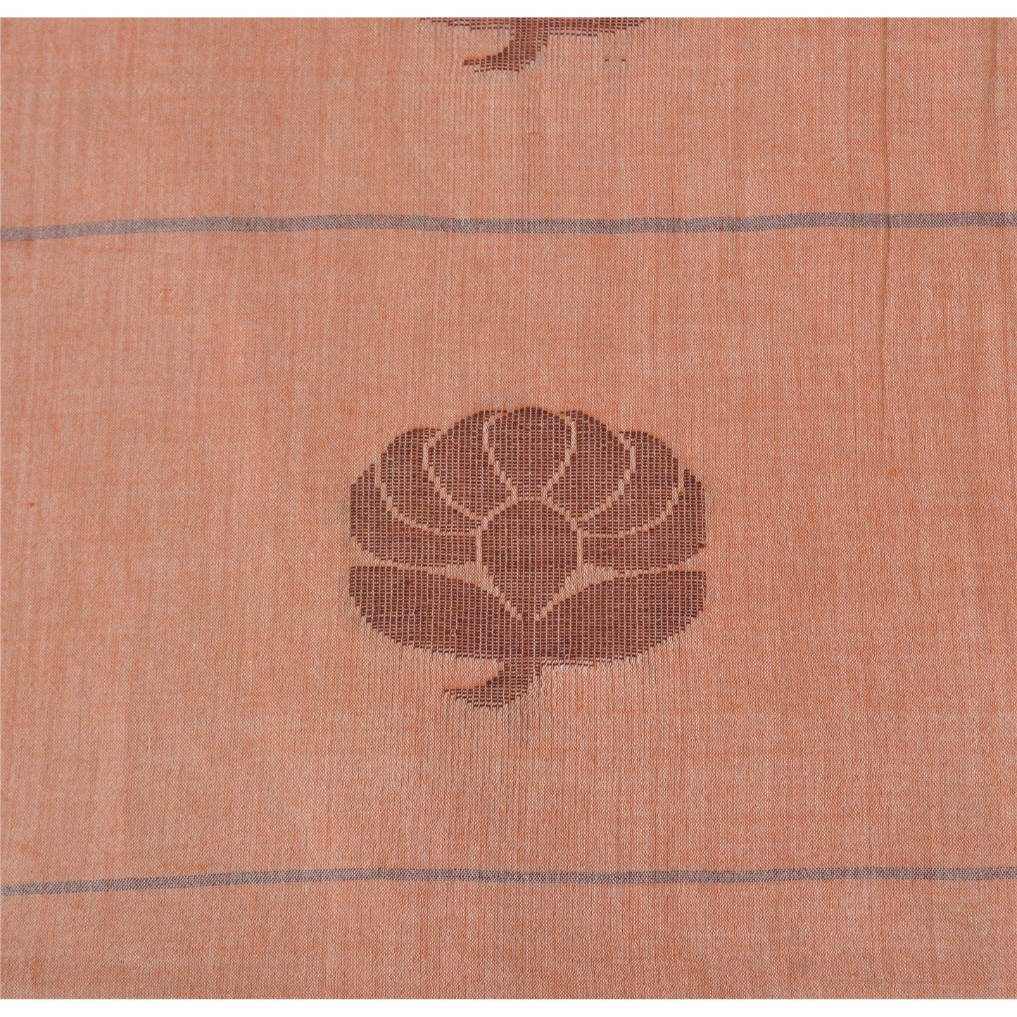 Sanskriti Vintage Salmon Pink Sarees Pure Cotton Hand woven Sari 5ydCraft Sustainable Fabric