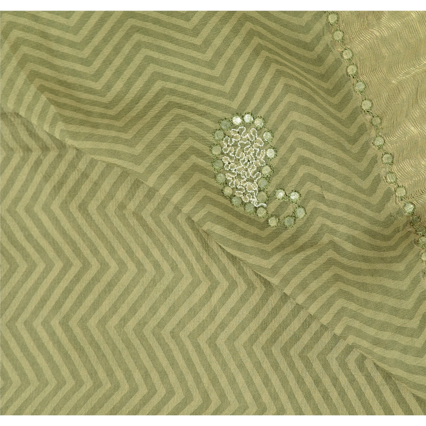 Sanskriti Vintage Indian Sarees Pure Chiffon Embroidered Ombre Sari 5yd Sustainable Fabric