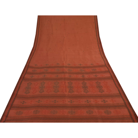Sanskriti Vintage Indian Dark Red Sarees Pure Silk Woven Ethnic Sari 5yd Sustainable Fabric
