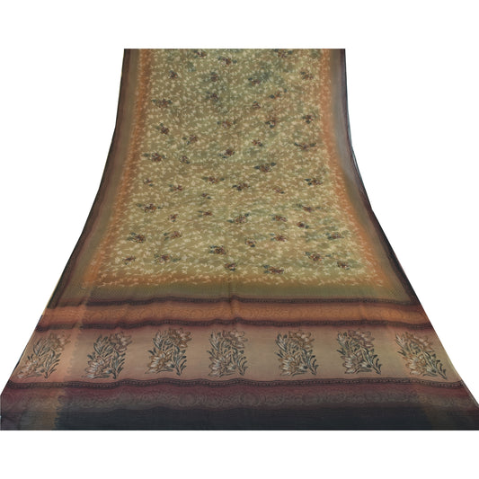 Sanskriti Vintage Sarees Pure Georgette Hand Embroidered Chikankari Sari Sustainable Fabric