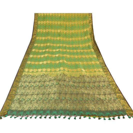 Sanskriti Vintage Sarees Indian Green Bollywood Blend Silk Sari 5yd Craft Sustainable Fabric
