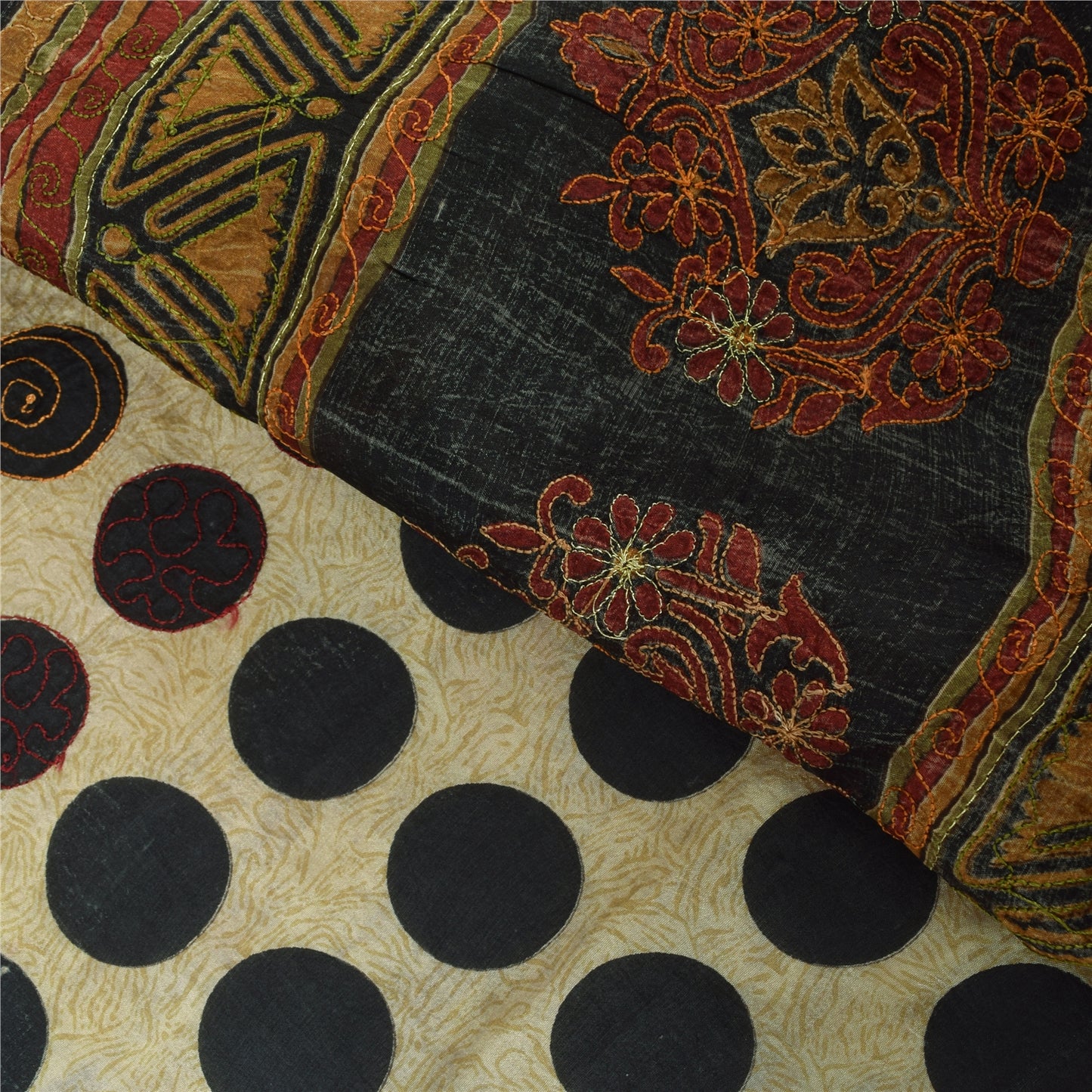 Sanskriti Vintage Indian Sarees Pure Silk Embroidered Printed Sari Craft Sustainable Fabric