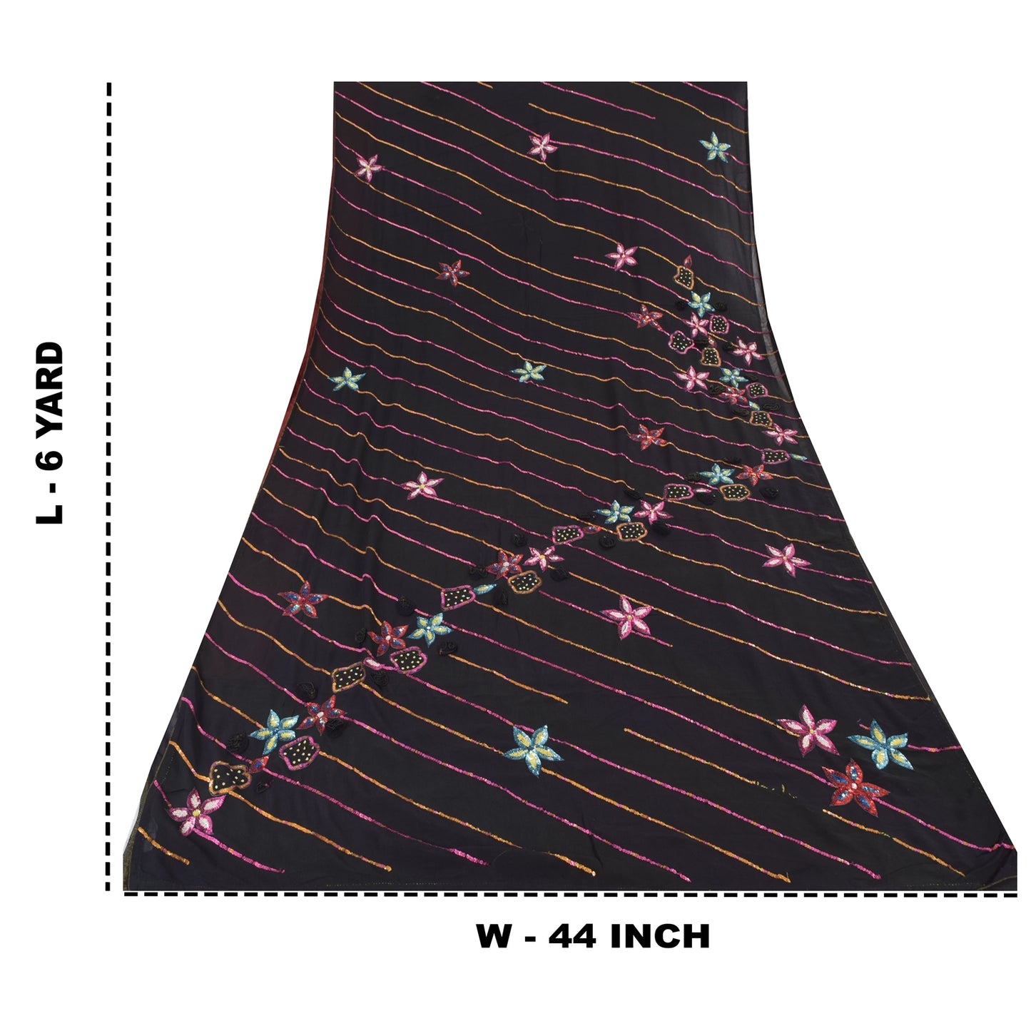 Sanskriti Vintage Sorte Sarees Ren Silke Håndperlet Premium Sari Håndværk Bæredygtigt Stoff