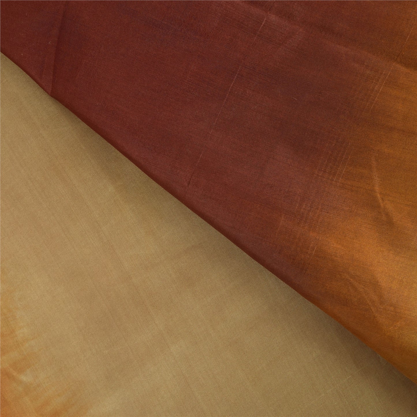 Sanskriti Vintage Indian Beige/Dark Red Sarees Pure Silk Woven Sari Craft Sustainable Fabric