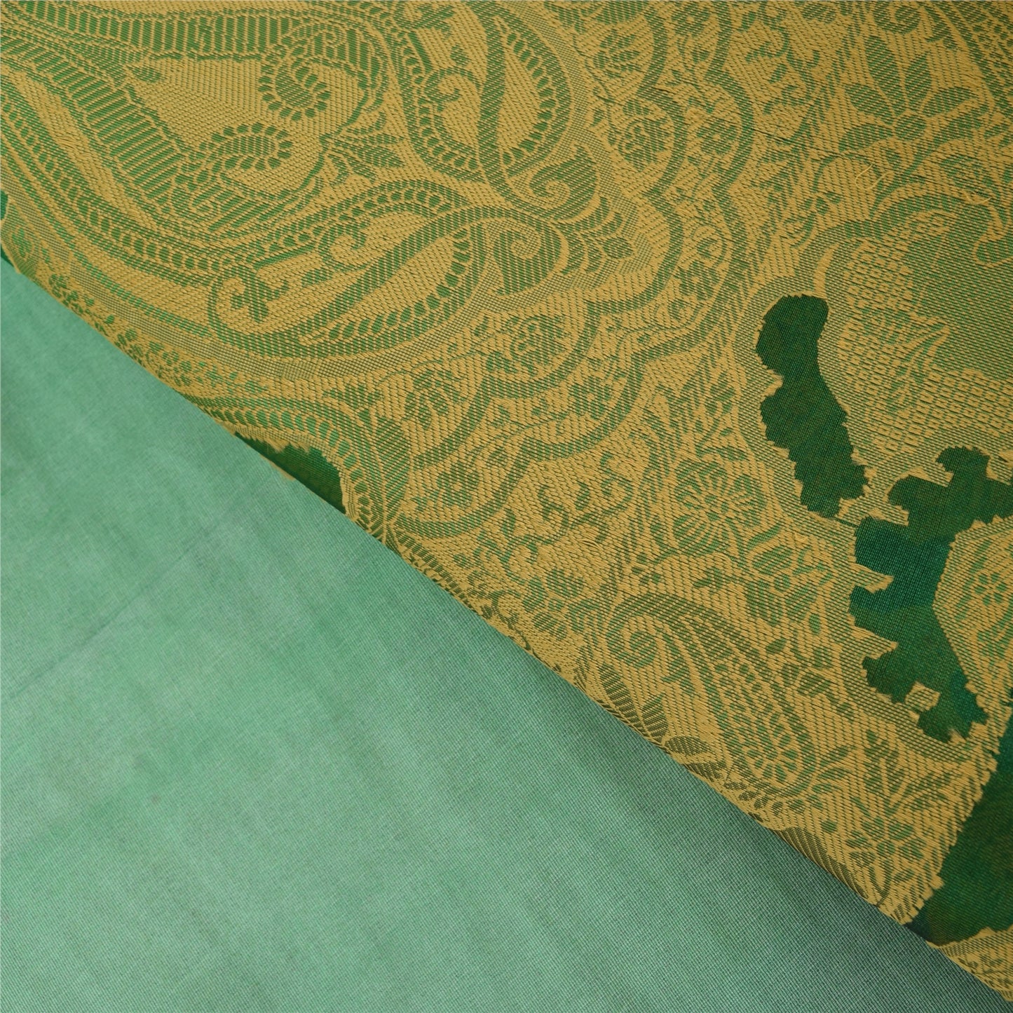 Sanskriti Vintage Indian Green Sarees Pure Silk Woven Premium Sari Craft Fabric