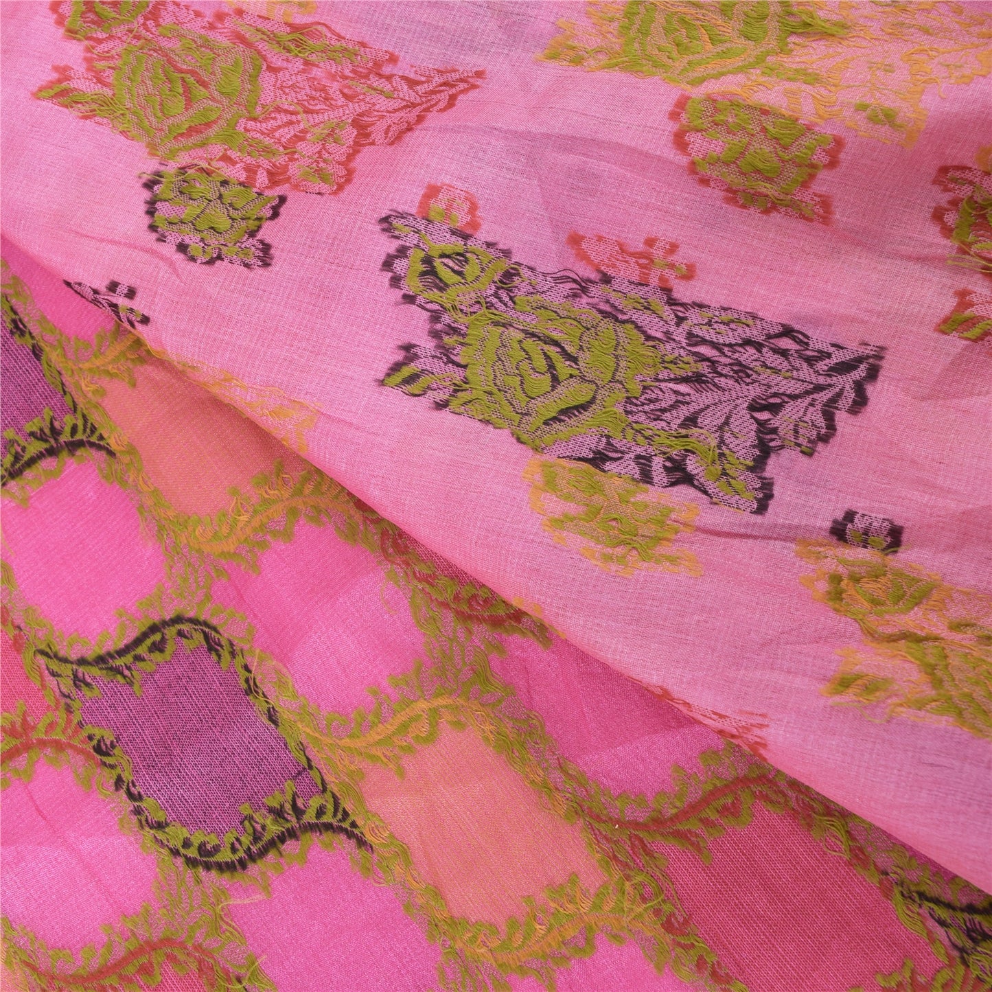 Sanskriti Vintage Indian Pink Sarees Pure Silk Woven Ethnic Sari 5ydCraft Sustainable Fabric
